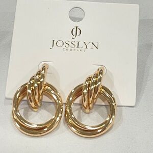 Josslyn Gold Triple Hoop Earrings Women  Twisted Linked Hoop Statement earrings